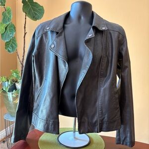 Black Faux Leather Size Large Moto Jacket